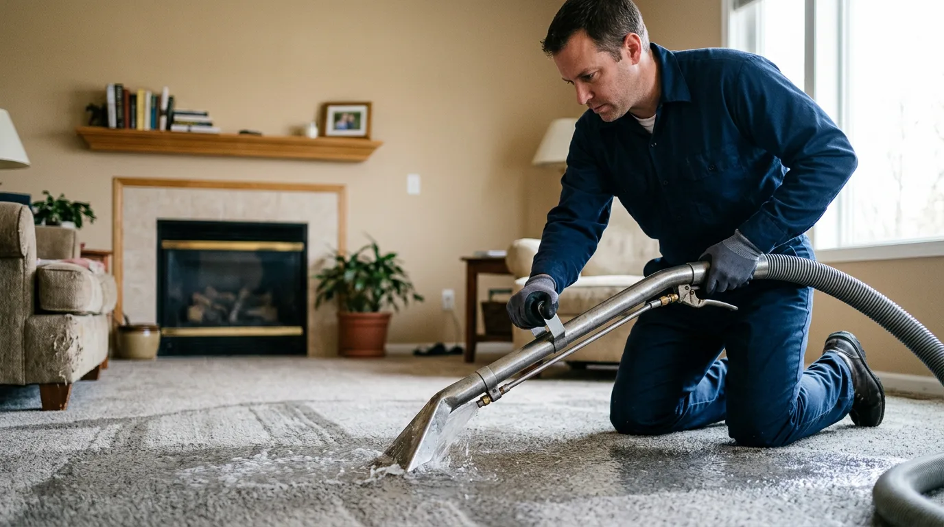 Water damage restoration technician working near West Point, AR